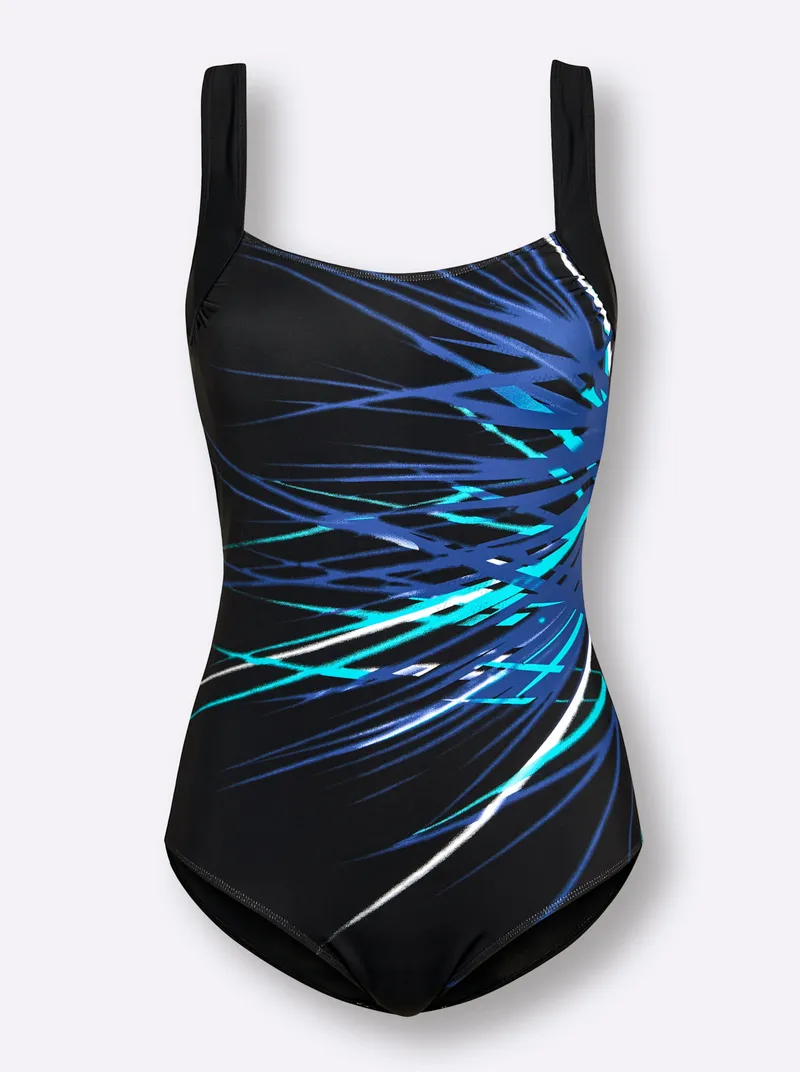 feel good Badeanzug schwarz-royalblau, Schwarz-royalblau, – Produktbild 1 von 2