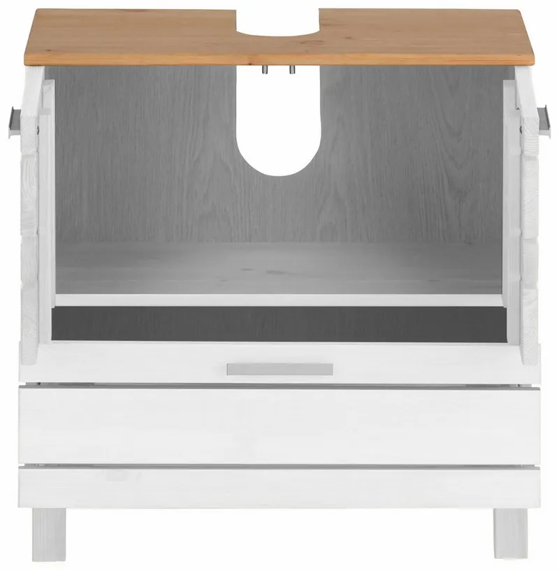 Home affaire Waschbeckenunterschrank JOSIE Breite 60, aus Massivholz, Metallgriffe, 1 Schublade & 2 Türen, Weiß, – Produktbild 5 von 5