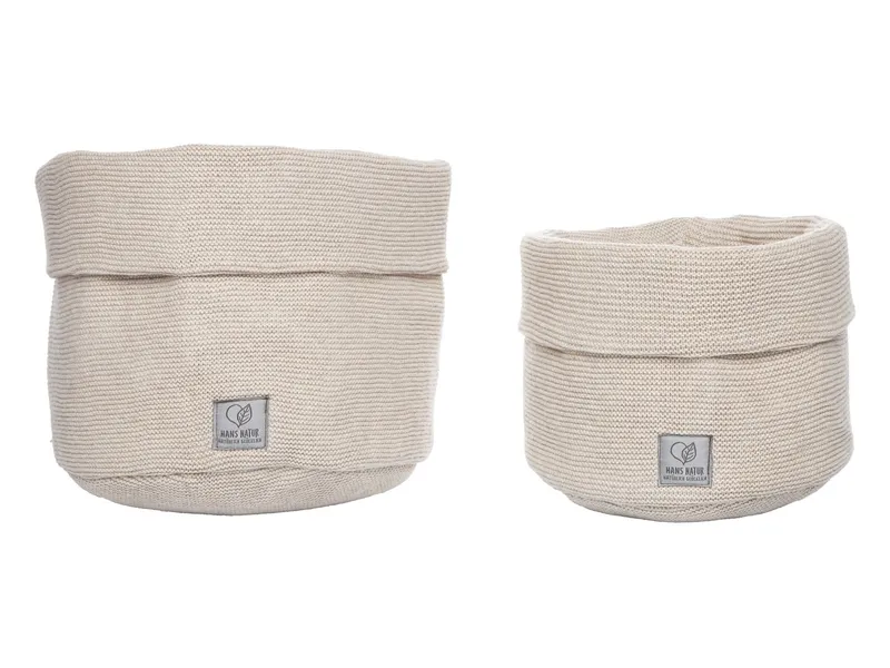 HANS NATUR HANS NATUR Aufbewahrungskorb, Bio-Baumwolle, Strick 2er Set Maße 20 x 15 cm und 25 x 18 cm, Braun, – Produktbild 1 von 2