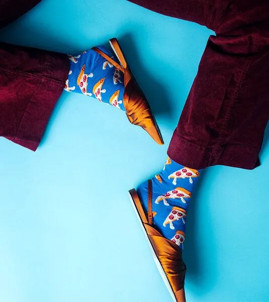 DillySocks DillySocks Pizza Socken aus Biobaumwoll-Mix, Pizza drip (blau), – Produktbild 2 von 3