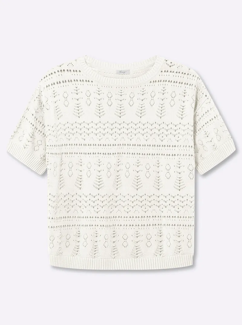 sheego Kurzarmpullover ecru, Ecru, – Produktbild 1 von 2