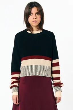 SUITE13LAB SUITE13LAB Damen vegan Pullover Nelas Stripes Schwarz – Produktbild 1 von 1