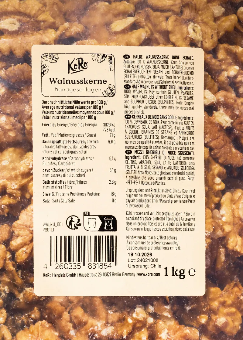 KoRo Große extra helle Walnusskerne 1 kg – Produktbild 5 von 5