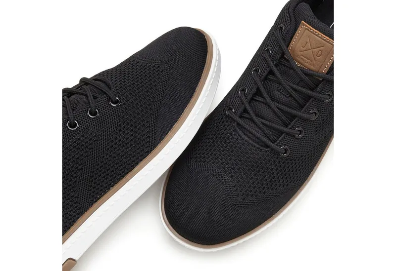 John Devin John Devin Schnürschuh, Freizeitschuh, Halbschuh, Schnürhalbschuh, Turnschuh Sneaker mit super leichter Sohle Unisex VEGAN, Schwarz, – Produktbild 1 von 5