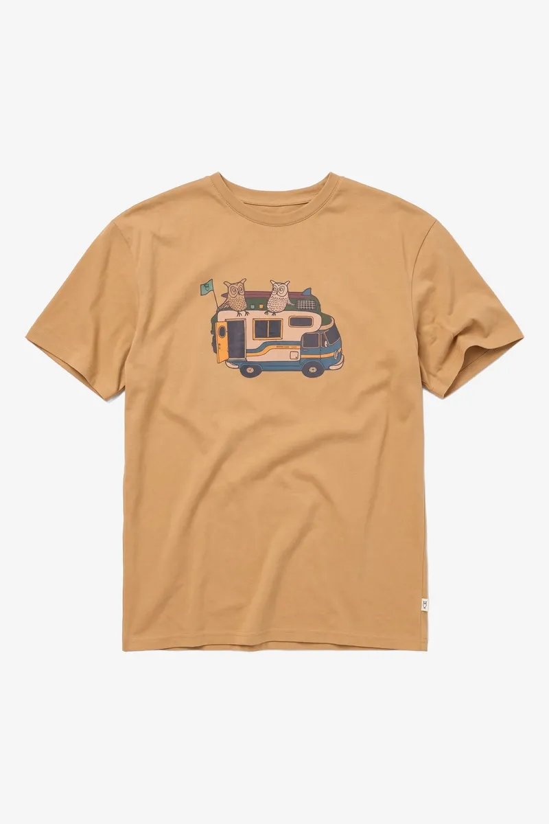 KnowledgeCotton Apparel KnowledgeCotton Apparel Herren vegan T-Shirt Front Print Kelp Meliert, Braun, – Produktbild 1 von 4
