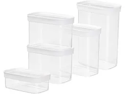 EMSA EMSA 5er-Set Vorratsdose "OPTIMA" 0,45/2x 1/1,6/2,2 l, weiß/transparent – Produktbild 1 von 1
