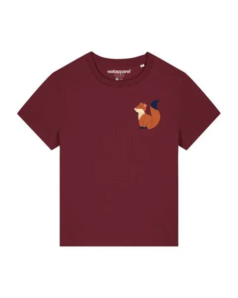watapparel watapparel T-Shirt Frauen Cute Fox, Burgundy, – Produktbild 1 von 3