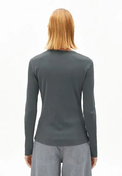 ARMEDANGELS ARMEDANGELS GMT DYE RIB Damen Ripp-Longsleeve aus Bio-Baumwoll Mix, Space steel, – Produktbild 2 von 4