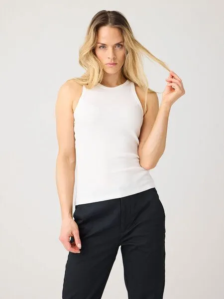 KnowledgeCotton Apparel KnowledgeCotton Apparel Tanktop gerippt - Racer rib top - aus Bio-Baumwolle, Weiß (star white), – Produktbild 1 von 4
