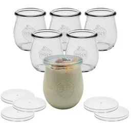 mikken mikken 6er Set WECK Dessertgläser 220 ml Joghurtglas Tulpenglas mit Frischhaltedeckel – Produktbild 1 von 1