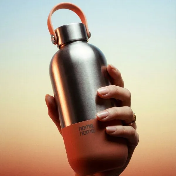 noma noma noma noma Edelstahl Trinkflasche Kohlensäure geeignet - Thermosflasche 500ml, 750ml, 1l, Peach orange, – Produktbild 6 von 6