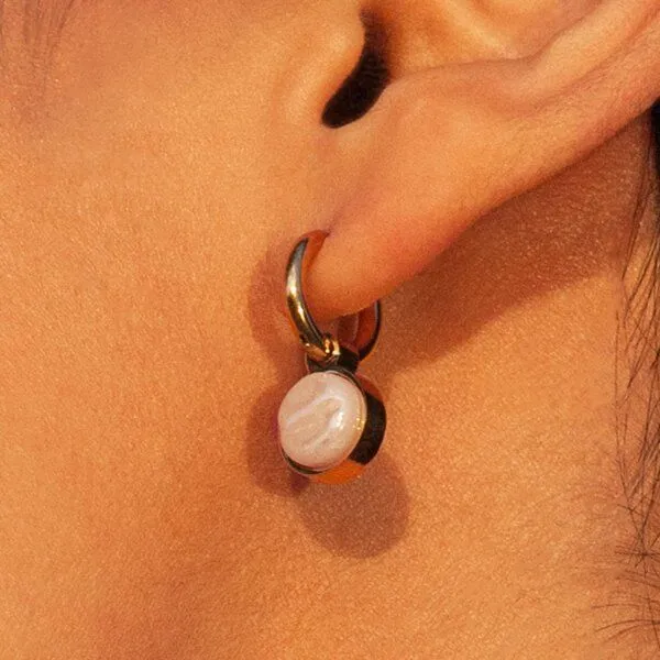 ALEXASCHA ALEXASCHA Roségold Creolen mit Anhänger | Mix & Match, Apricot, – Produktbild 3 von 4