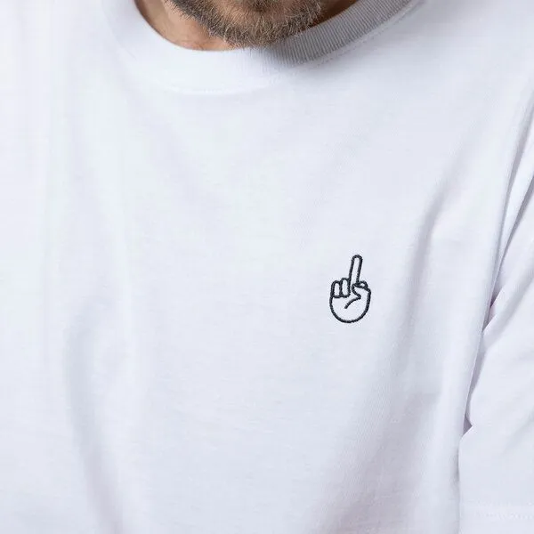 Fyngers Fyngers Unisex T-Shirt aus Biobaumwolle - Modell F*CK YOU mit gestickter Veredelung, Weiss, – Produktbild 1 von 4
