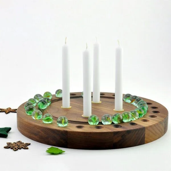 klotzaufklotz klotzaufklotz Adventskalender und Adventskranz mit Baumkerzen, Weiß, – Produktbild 6 von 8