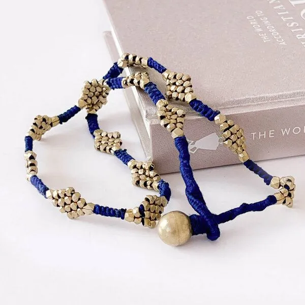 KIKOONI KIKOONI Dokra Kette "FLOWER", Blau, – Produktbild 2 von 4