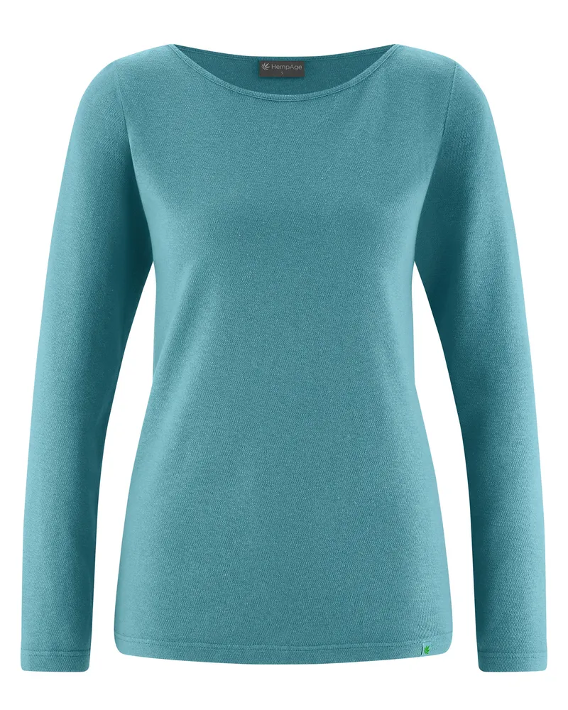 HempAge Hempage Damen vegan Top Mit Langen Ärmeln Regal Blau, Blau, – Produktbild 1 von 2
