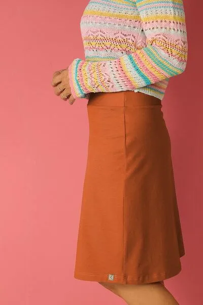 La Gitana La Gitana Rock A-Linie „June“ – lange Variante, aus Bio-Baumwolljersey – fair & nachhaltig, Terracotta, – Produktbild 1 von 4