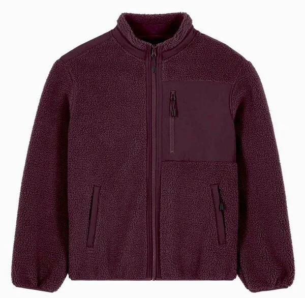 Kultgut Kultgut ProEarth- New Recycling Generation - Kuschelige Sherpa Fleecejacke / With Love, Dunkelrot, – Produktbild 1 von 8