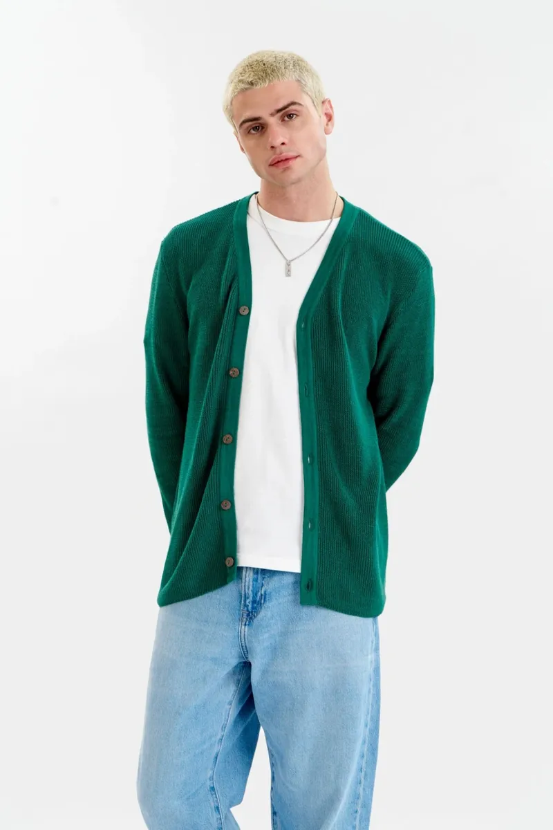 KOMODO KOMODO Herren vegan Strickjacke Lucas Grün, Dunkelgrün, – Produktbild 2 von 2