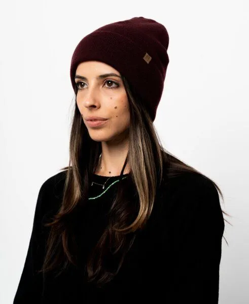 Kopyto Kopyto WOLF - Glatte Zweilagige Beanie Mütze aus 100% RWS-Merinowolle, Maroon, – Produktbild 1 von 6