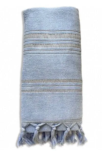 Karawan authentic Karawan authentic Hamamtuch Fouta dolce aus Biobaumwolle, 170 x 90 cm, Azurine (blau), – Produktbild 2 von 3