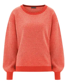 HempAge Hempage Damen vegan Pullover Modern Jacquard In Ziegelrot/Natur – Produktbild 1 von 1