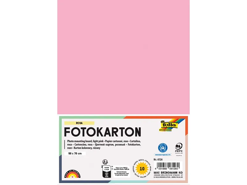 folia folia Fotokarton, 300 g/m², 50 x 70 cm, 10 Bogen, rosa – Produktbild 1 von 1