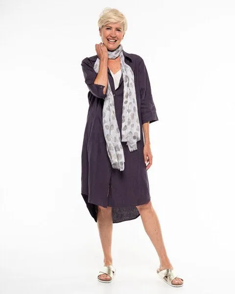 Alma & Lovis Alma & Lovis Legeres Blusenkleid aus reinem Leinen | Leinen Kleid, Blackberry (dunkellila), – Produktbild 3 von 4