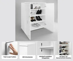 OTTO home Schuhkommode Paris, zwei Türen mit verstellbaren Einlegeböden, Breite 70cm – Produktbild 1 von 1
