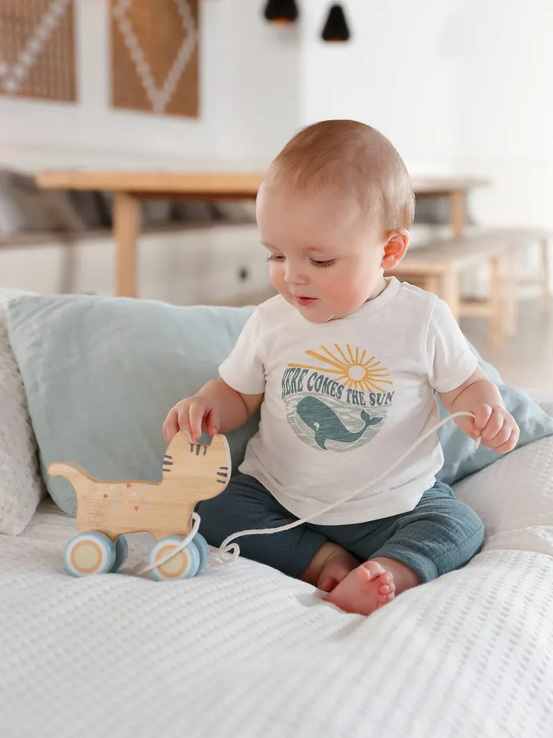 Vertbaudet Baby Hose aus Musselin, Aquamarin, – Produktbild 1 von 4