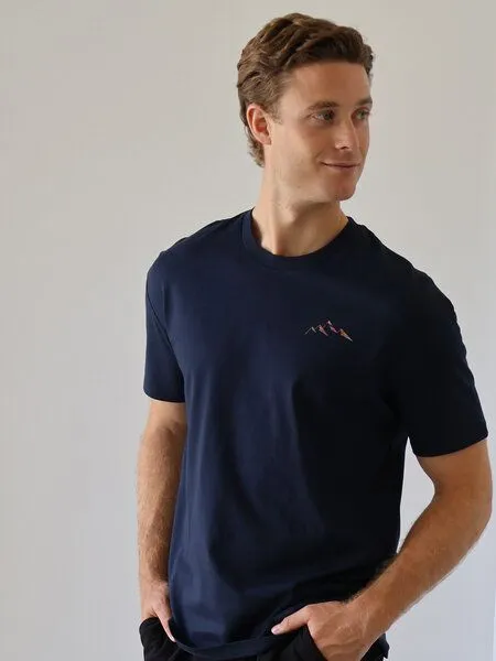 Kultgut Kultgut Artdesign - Biofair - Klassik Shirt / Little Mountain Landscape, Dunkelblau, – Produktbild 2 von 4