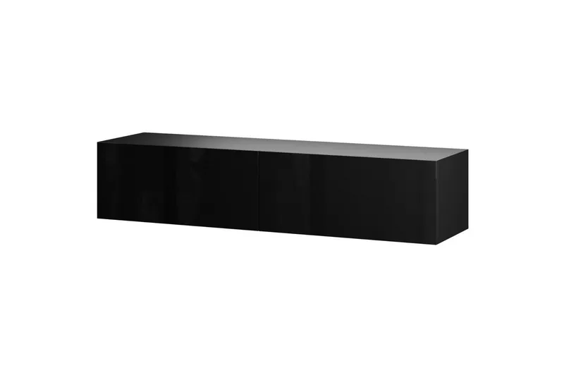 Planetmöbel TV-Schrank West TV-Board, Fernsehtisch 140 cm lang, TV-Lowboard (für Fernseher bis 65 Zoll, TV Schrank viel Stauraum, sideboard hängend, Fernsehschrank 140 x 30 x 37,5 cm) schwarz, Schwarz, – Produktbild 2 von 4