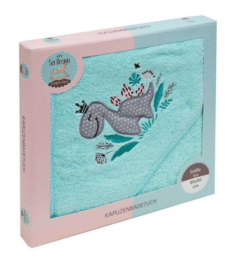 SEI Design Kapuzenhandtuch aus 100% BIO Baumwolle Frottee, Frottee (1-St), inkl. Geschenkverpackung, Grün, – Produktbild 3 von 5