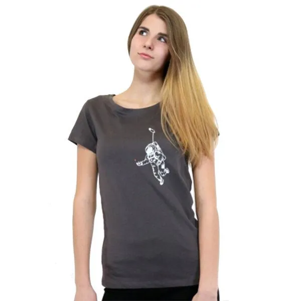 Spangeltangel Spangeltangel Damen T-Shirt „Kosmonaut“ grau, für Frauen, Galaxie, Astronaut, Weltall, Grau, – Produktbild 1 von 2