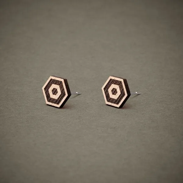 feinformart feinformart Ohrstecker aus Holz Hexagon1 9mm – Produktbild 1 von 3