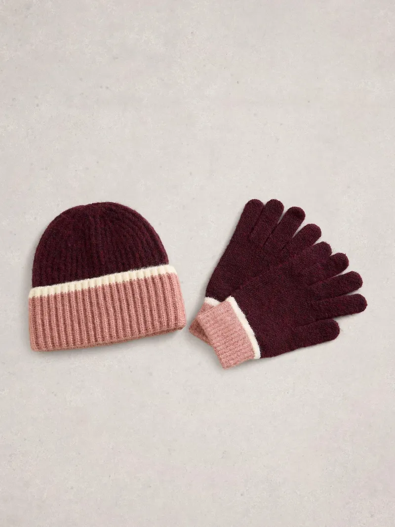 White Stuff Geschenkset Mütze & Handschuhe - Einheitsgröße, Pflaume multi, – Produktbild 4 von 4