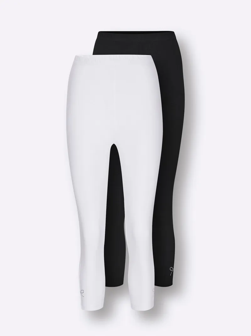 feel good Leggings 3/4-lang schwarz + weiß, Schwarz + weiß, – Produktbild 1 von 2