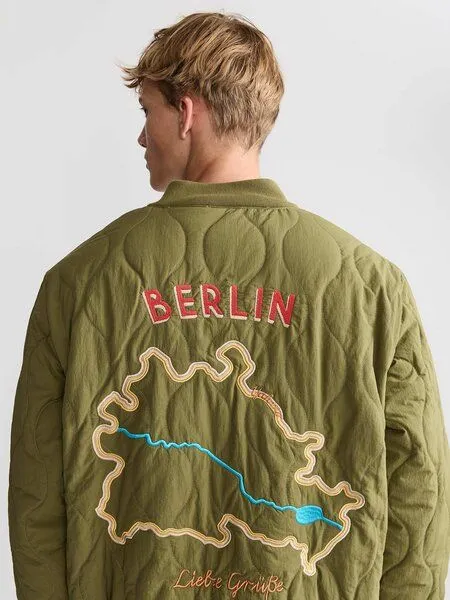 Yahmo Yahmo Kurt Gesteppte Bomberjacke, Olivgrün, – Produktbild 2 von 4