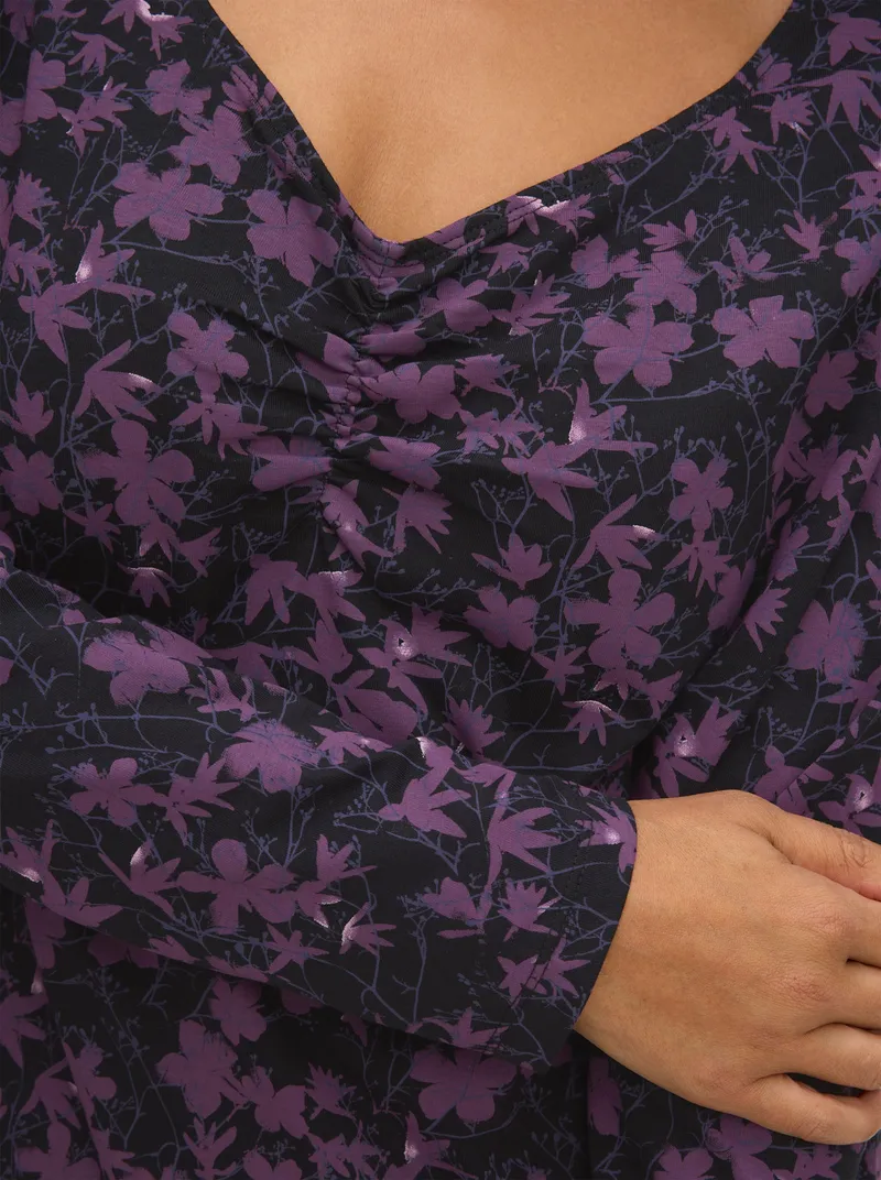 sheego Langarmshirt schwarz-traube-gemustert, Schwarz-traube-gemustert, – Produktbild 2 von 2