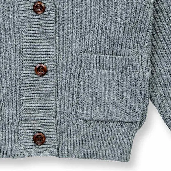Sense Organics Sense Organics Kinder Strickjacke in Anthrazit Melange, Modell CHASSKA, Anthrazit melange, – Produktbild 4 von 4