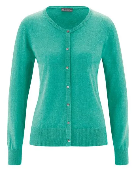 HempAge HempAge Cardiganjacke Damen Hanf/Biobaumwolle, Emerald (grün), – Produktbild 1 von 4