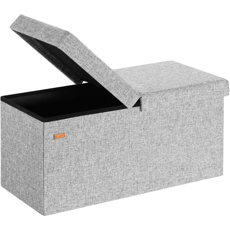 Casaria® Sitzbank Hellgrau 80x40x40cm mit Stauraum faltbar, Grau, – Produktbild 1 von 2