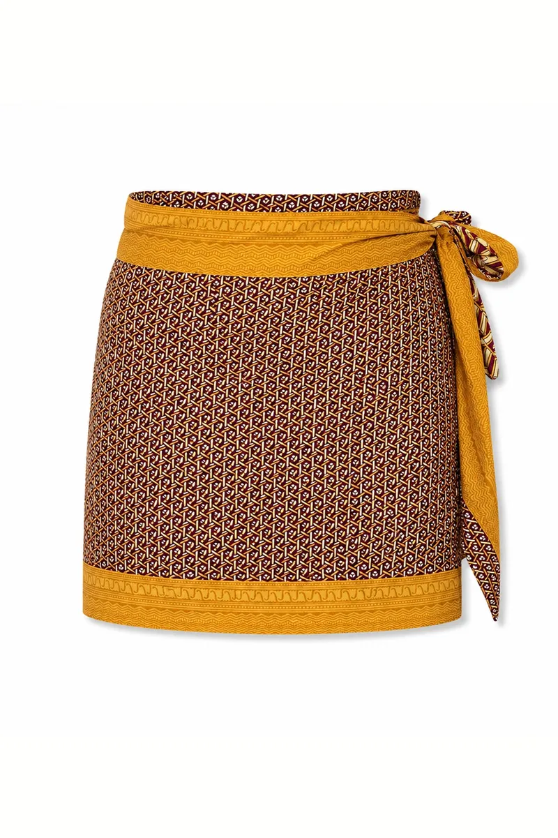 el.résidu el.résidu Damen vegan Rock Amira Dunkelgelb, Braun, – Produktbild 1 von 2
