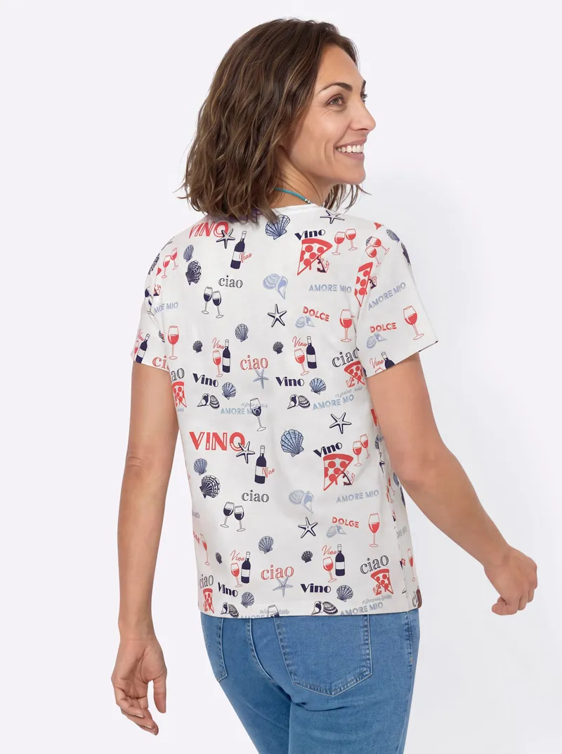 Witt Print-Shirt weiß-erdbeere-bedruckt, Weiß-erdbeere-bedruckt, – Produktbild 2 von 2