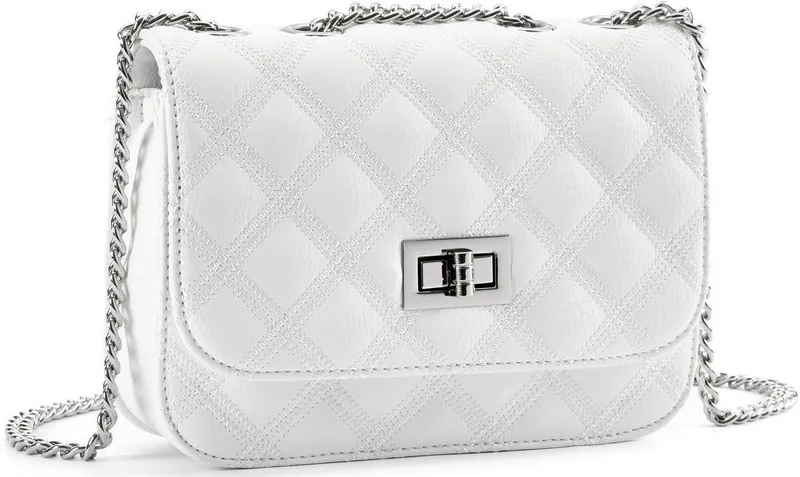 Lascana Lascana Umhängetasche Minibag, Schultertasche, Henkeltasche, Crossbody Bag, Handtasche Damen zum Umhängen, mit Kettenhenkel, Weiß, – Produktbild 1 von 5