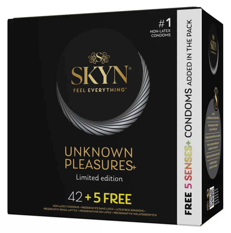 SKYN Kondom-Mix „Unknown Pleasures 42+5free“, latexfrei, Transparent, – Produktbild 1 von 4