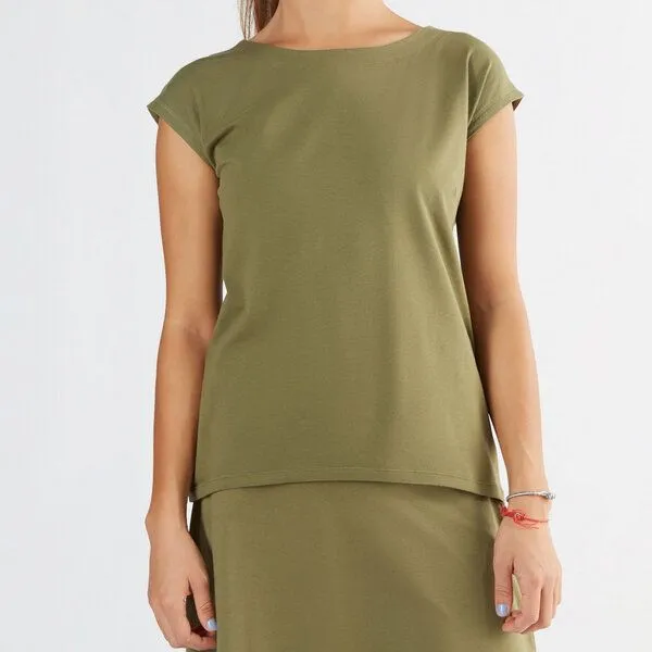 Leela Cotton Leela Cotton Damen Blusen Bio-Baumwolle, Oliv-grün, – Produktbild 1 von 1