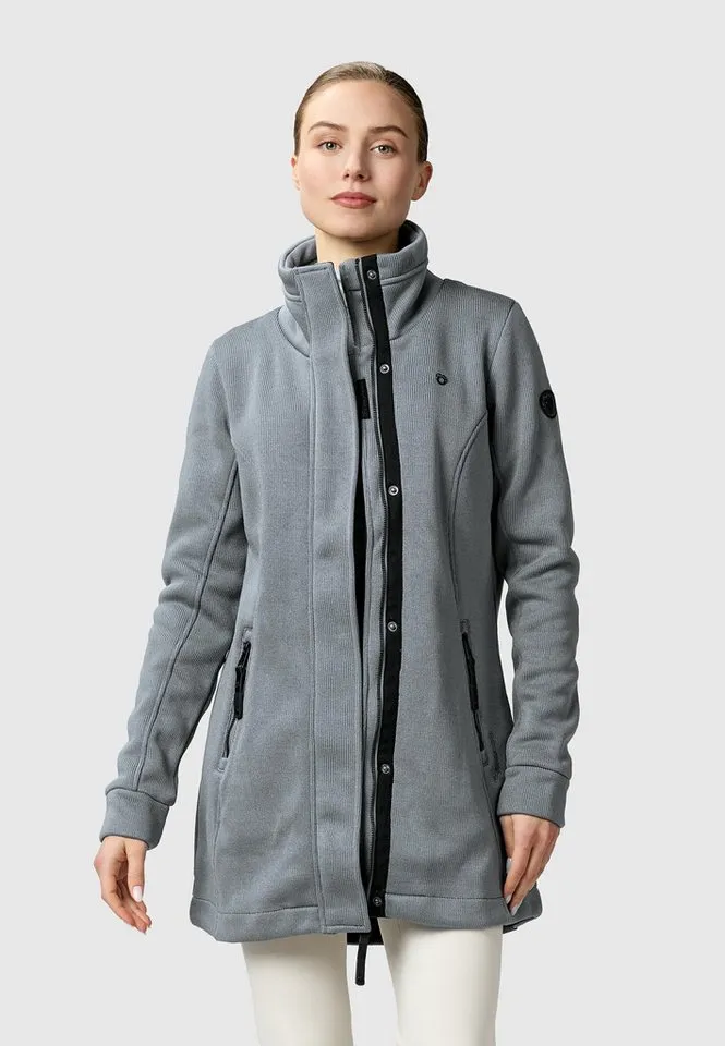 ragwear ragwear Sweatjacke Letrice Bonded Elegante Zip-Jacke mit hohem Kragen in Feinstrickoptik, Grau, – Produktbild 4 von 5