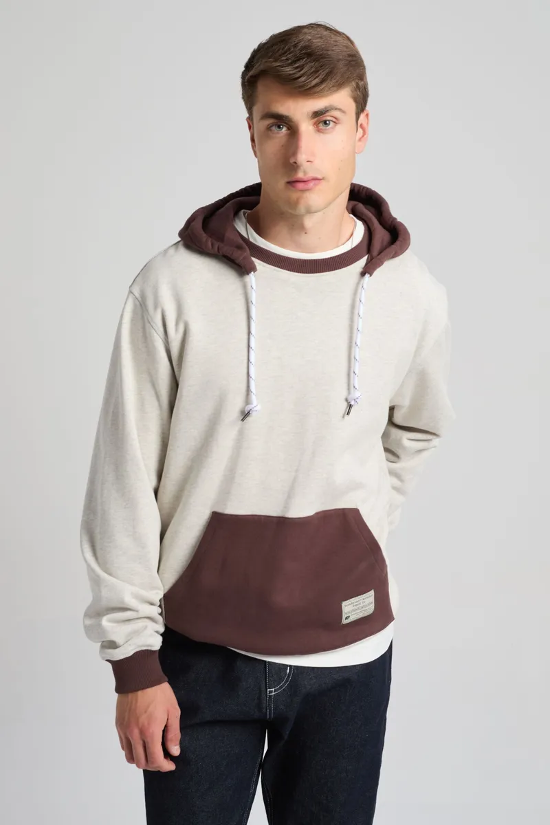 Trendsplant Trendsplant Herren vegan Oversize-Hoodie Warm Meliertes Grau/Kaffee, Braun, – Produktbild 2 von 2