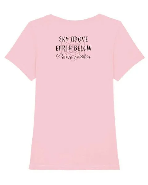 Human Family Bio Damen Rundhals Statement T-Shirt "Peace Within" von Human Family, Hell-pink, – Produktbild 2 von 3